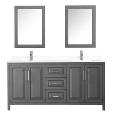 Load image into Gallery viewer, Wyndham Collection Vanity Wyndham Collection WCV252572DKGWCUNSMED Daria 72 Inch Double Bathroom Vanity in Dark Gray, White Cultured Marble Countertop, Undermount Square Sinks, Medicine Cabinets