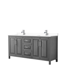 Load image into Gallery viewer, Wyndham Collection Vanity Wyndham Collection WCV252572DKGWCUNSMXX Daria 72 Inch Double Bathroom Vanity in Dark Gray, White Cultured Marble Countertop, Undermount Square Sinks, No Mirror