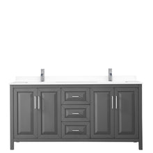 Load image into Gallery viewer, Wyndham Collection Vanity Wyndham Collection WCV252572DKGWCUNSMXX Daria 72 Inch Double Bathroom Vanity in Dark Gray, White Cultured Marble Countertop, Undermount Square Sinks, No Mirror