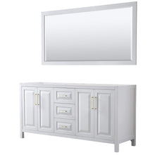 Load image into Gallery viewer, Wyndham Collection Vanity Wyndham Collection WCV252572DWGCXSXXM70 Daria 72 Inch Double Bathroom Vanity in White, No Countertop, No Sink, 70 Inch Mirror, Brushed Gold Trim