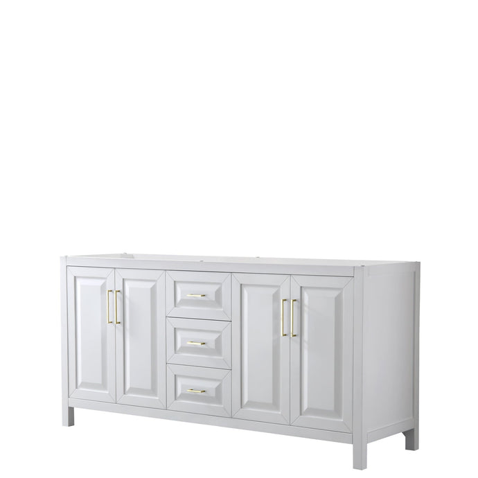 Wyndham Collection Vanity Wyndham Collection WCV252572DWGCXSXXMXX Daria 72 Inch Double Bathroom Vanity in White, No Countertop, No Sink, Brushed Gold Trim