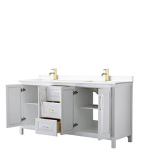 Load image into Gallery viewer, Wyndham Collection Vanity Wyndham Collection WCV252572DWGWCUNSMXX Daria 72 Inch Double Bathroom Vanity in White, White Cultured Marble Countertop, Undermount Square Sinks, Brushed Gold Trim