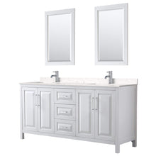 Load image into Gallery viewer, Wyndham Collection Vanity Wyndham Collection WCV252572DWHC2UNSM24 Daria 72 Inch Double Bathroom Vanity in White, Light-Vein Carrara Cultured Marble Countertop, Undermount Square Sinks, 24 Inch Mirrors