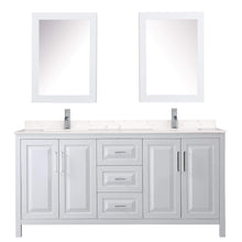 Load image into Gallery viewer, Wyndham Collection Vanity Wyndham Collection WCV252572DWHC2UNSMED Daria 72 Inch Double Bathroom Vanity in White, Light-Vein Carrara Cultured Marble Countertop, Undermount Square Sinks, Medicine Cabinets