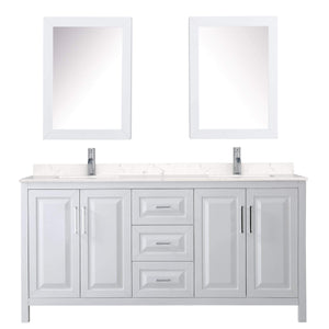 Wyndham Collection Vanity Wyndham Collection WCV252572DWHC2UNSMED Daria 72 Inch Double Bathroom Vanity in White, Light-Vein Carrara Cultured Marble Countertop, Undermount Square Sinks, Medicine Cabinets