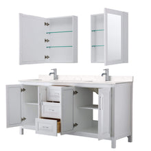 Load image into Gallery viewer, Wyndham Collection Vanity Wyndham Collection WCV252572DWHC2UNSMED Daria 72 Inch Double Bathroom Vanity in White, Light-Vein Carrara Cultured Marble Countertop, Undermount Square Sinks, Medicine Cabinets