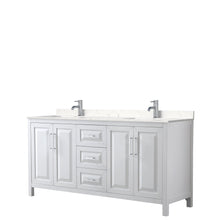 Load image into Gallery viewer, Wyndham Collection Vanity Wyndham Collection WCV252572DWHC2UNSMXX Daria 72 Inch Double Bathroom Vanity in White, Light-Vein Carrara Cultured Marble Countertop, Undermount Square Sinks, No Mirror