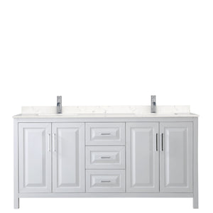 Wyndham Collection Vanity Wyndham Collection WCV252572DWHC2UNSMXX Daria 72 Inch Double Bathroom Vanity in White, Light-Vein Carrara Cultured Marble Countertop, Undermount Square Sinks, No Mirror