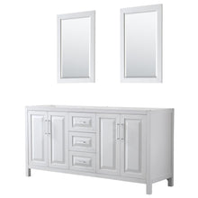 Load image into Gallery viewer, Wyndham Collection Vanity Wyndham Collection WCV252572DWHCXSXXM24 Daria 72 Inch Double Bathroom Vanity in White, No Countertop, No Sink, and 24 Inch Mirrors
