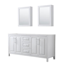 Load image into Gallery viewer, Wyndham Collection Vanity Wyndham Collection WCV252572DWHCXSXXMED Daria 72 Inch Double Bathroom Vanity in White, No Countertop, No Sink, and Medicine Cabinets