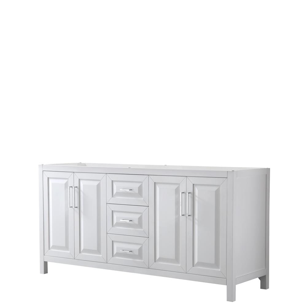 Wyndham Collection Vanity Wyndham Collection WCV252572DWHCXSXXMXX Daria 72 Inch Double Bathroom Vanity in White, No Countertop, No Sink, and No Mirror
