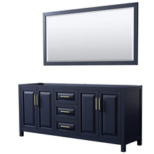 Load image into Gallery viewer, Wyndham Collection Vanity Wyndham Collection WCV252580DBLCXSXXM70 Daria 80 Inch Double Bathroom Vanity in Dark Blue, No Countertop, No Sink, 70 Inch Mirror
