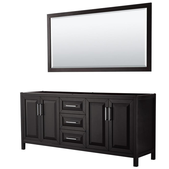 Wyndham Collection Vanity Wyndham Collection WCV252580DDECXSXXM70 Daria 80 Inch Double Bathroom Vanity in Dark Espresso, No Countertop, No Sink, and 70 Inch Mirror