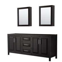 Load image into Gallery viewer, Wyndham Collection Vanity Wyndham Collection WCV252580DDECXSXXMED Daria 80 Inch Double Bathroom Vanity in Dark Espresso, No Countertop, No Sink, and Medicine Cabinets