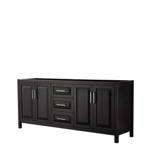Wyndham Collection Vanity Wyndham Collection WCV252580DDECXSXXMXX Daria 80 Inch Double Bathroom Vanity in Dark Espresso, No Countertop, No Sink, and No Mirror