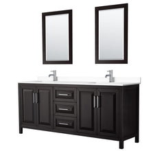 Load image into Gallery viewer, Wyndham Collection Vanity Wyndham Collection WCV252580DDEWCUNSM24 Daria 80 Inch Double Bathroom Vanity in Dark Espresso, White Cultured Marble Countertop, Undermount Square Sinks, 24 Inch Mirrors