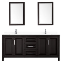 Load image into Gallery viewer, Wyndham Collection Vanity Wyndham Collection WCV252580DDEWCUNSM24 Daria 80 Inch Double Bathroom Vanity in Dark Espresso, White Cultured Marble Countertop, Undermount Square Sinks, 24 Inch Mirrors