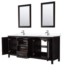 Load image into Gallery viewer, Wyndham Collection Vanity Wyndham Collection WCV252580DDEWCUNSM24 Daria 80 Inch Double Bathroom Vanity in Dark Espresso, White Cultured Marble Countertop, Undermount Square Sinks, 24 Inch Mirrors