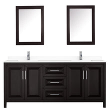 Load image into Gallery viewer, Wyndham Collection Vanity Wyndham Collection WCV252580DDEWCUNSMED Daria 80 Inch Double Bathroom Vanity in Dark Espresso, White Cultured Marble Countertop, Undermount Square Sinks, Medicine Cabinets