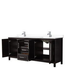 Load image into Gallery viewer, Wyndham Collection Vanity Wyndham Collection WCV252580DDEWCUNSMXX Daria 80 Inch Double Bathroom Vanity in Dark Espresso, White Cultured Marble Countertop, Undermount Square Sinks, No Mirror