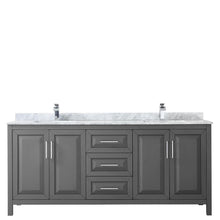 Load image into Gallery viewer, Wyndham Collection Vanity Wyndham Collection WCV252580DKGCMUNSMXX Daria 80 Inch Double Bathroom Vanity in Dark Gray, White Carrara Marble Countertop, Undermount Square Sinks, and No Mirror