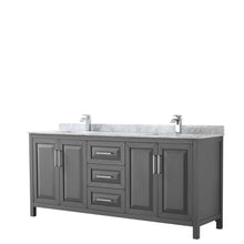 Load image into Gallery viewer, Wyndham Collection Vanity Wyndham Collection WCV252580DKGCMUNSMXX Daria 80 Inch Double Bathroom Vanity in Dark Gray, White Carrara Marble Countertop, Undermount Square Sinks, and No Mirror