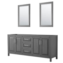 Load image into Gallery viewer, Wyndham Collection Vanity Wyndham Collection WCV252580DKGCXSXXM24 Daria 80 Inch Double Bathroom Vanity in Dark Gray, No Countertop, No Sink, and 24 Inch Mirrors