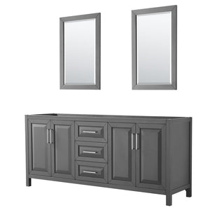 Wyndham Collection Vanity Wyndham Collection WCV252580DKGCXSXXM24 Daria 80 Inch Double Bathroom Vanity in Dark Gray, No Countertop, No Sink, and 24 Inch Mirrors