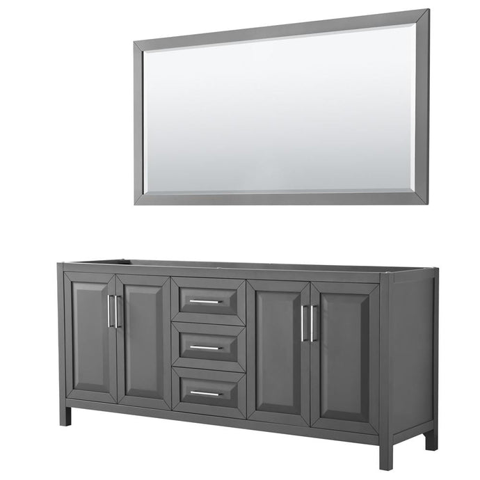 Wyndham Collection Vanity Wyndham Collection WCV252580DKGCXSXXM70 Daria 80 Inch Double Bathroom Vanity in Dark Gray, No Countertop, No Sink, and 70 Inch Mirror