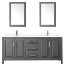 Load image into Gallery viewer, Wyndham Collection Vanity Wyndham Collection WCV252580DKGWCUNSM24 Daria 80 Inch Double Bathroom Vanity in Dark Gray, White Cultured Marble Countertop, Undermount Square Sinks, 24 Inch Mirrors