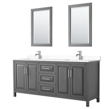 Load image into Gallery viewer, Wyndham Collection Vanity Wyndham Collection WCV252580DKGWCUNSM24 Daria 80 Inch Double Bathroom Vanity in Dark Gray, White Cultured Marble Countertop, Undermount Square Sinks, 24 Inch Mirrors