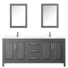 Load image into Gallery viewer, Wyndham Collection Vanity Wyndham Collection WCV252580DKGWCUNSMED Daria 80 Inch Double Bathroom Vanity in Dark Gray, White Cultured Marble Countertop, Undermount Square Sinks, Medicine Cabinets