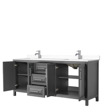 Load image into Gallery viewer, Wyndham Collection Vanity Wyndham Collection WCV252580DKGWCUNSMXX Daria 80 Inch Double Bathroom Vanity in Dark Gray, White Cultured Marble Countertop, Undermount Square Sinks, No Mirror