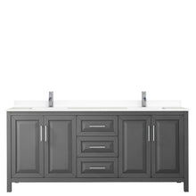 Load image into Gallery viewer, Wyndham Collection Vanity Wyndham Collection WCV252580DKGWCUNSMXX Daria 80 Inch Double Bathroom Vanity in Dark Gray, White Cultured Marble Countertop, Undermount Square Sinks, No Mirror