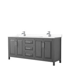 Load image into Gallery viewer, Wyndham Collection Vanity Wyndham Collection WCV252580DKGWCUNSMXX Daria 80 Inch Double Bathroom Vanity in Dark Gray, White Cultured Marble Countertop, Undermount Square Sinks, No Mirror