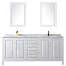 Load image into Gallery viewer, Wyndham Collection Vanity Wyndham Collection WCV252580DWGCMUNSM24 Daria 80 Inch Double Bathroom Vanity in White, White Carrara Marble Countertop, Undermount Square Sinks, 24 Inch Mirrors, Brushed Gold Trim