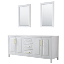 Load image into Gallery viewer, Wyndham Collection Vanity Wyndham Collection WCV252580DWGCXSXXM24 Daria 80 Inch Double Bathroom Vanity in White, No Countertop, No Sink, 24 Inch Mirrors, Brushed Gold Trim