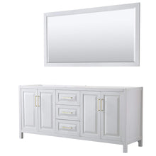 Load image into Gallery viewer, Wyndham Collection Vanity Wyndham Collection WCV252580DWGCXSXXM70 Daria 80 Inch Double Bathroom Vanity in White, No Countertop, No Sink, 70 Inch Mirror, Brushed Gold Trim