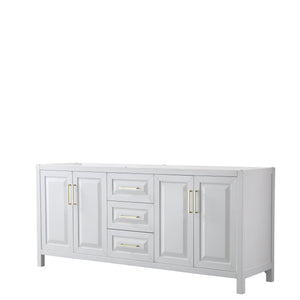 Wyndham Collection Vanity Wyndham Collection WCV252580DWGCXSXXMXX Daria 80 Inch Double Bathroom Vanity in White, No Countertop, No Sink, Brushed Gold Trim