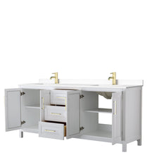 Load image into Gallery viewer, Wyndham Collection Vanity Wyndham Collection WCV252580DWGWCUNSMXX Daria 80 Inch Double Bathroom Vanity in White, White Cultured Marble Countertop, Undermount Square Sinks, Brushed Gold Trim