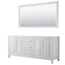Load image into Gallery viewer, Wyndham Collection Vanity Wyndham Collection WCV252580DWHCXSXXM70 Daria 80 Inch Double Bathroom Vanity in White, No Countertop, No Sink, and 70 Inch Mirror