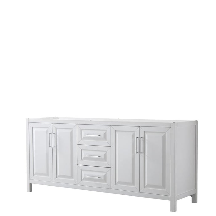 Wyndham Collection Vanity Wyndham Collection WCV252580DWHCXSXXMXX Daria 80 Inch Double Bathroom Vanity in White, No Countertop, No Sink, and No Mirror