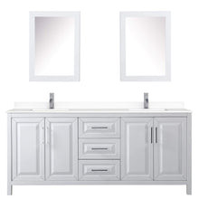 Load image into Gallery viewer, Wyndham Collection Vanity Wyndham Collection WCV252580DWHWCUNSMED Daria 80 Inch Double Bathroom Vanity in White, White Cultured Marble Countertop, Undermount Square Sinks, Medicine Cabinets