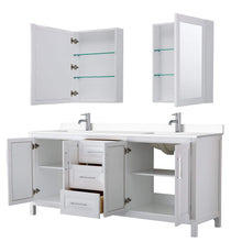 Load image into Gallery viewer, Wyndham Collection Vanity Wyndham Collection WCV252580DWHWCUNSMED Daria 80 Inch Double Bathroom Vanity in White, White Cultured Marble Countertop, Undermount Square Sinks, Medicine Cabinets