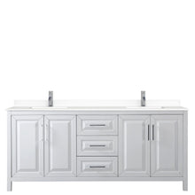 Load image into Gallery viewer, Wyndham Collection Vanity Wyndham Collection WCV252580DWHWCUNSMXX Daria 80 Inch Double Bathroom Vanity in White, White Cultured Marble Countertop, Undermount Square Sinks, No Mirror