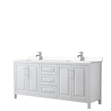 Load image into Gallery viewer, Wyndham Collection Vanity Wyndham Collection WCV252580DWHWCUNSMXX Daria 80 Inch Double Bathroom Vanity in White, White Cultured Marble Countertop, Undermount Square Sinks, No Mirror