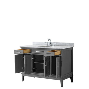 Wyndham Collection Vanity Wyndham Collection WCV303048SKGCMUNOMXX Margate 48 Inch Single Bathroom Vanity in Dark Gray, White Carrara Marble Countertop, Undermount Oval Sink, and No Mirror