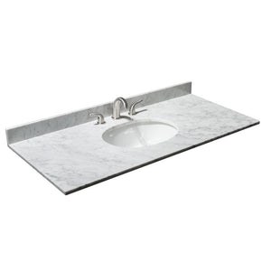 Wyndham Collection Vanity Wyndham Collection WCV303048SKGCMUNOMXX Margate 48 Inch Single Bathroom Vanity in Dark Gray, White Carrara Marble Countertop, Undermount Oval Sink, and No Mirror