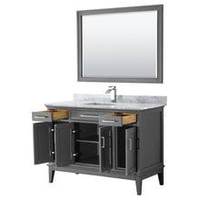 Load image into Gallery viewer, Wyndham Collection Vanity Wyndham Collection WCV303048SKGCMUNSM44 Margate 48 Inch Single Bathroom Vanity in Dark Gray, White Carrara Marble Countertop, Undermount Square Sink, and 44 Inch Mirror