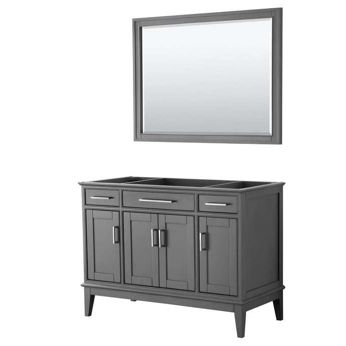 Wyndham Collection Vanity Wyndham Collection WCV303048SKGCXSXXM44 Margate 48 Inch Single Bathroom Vanity in Dark Gray, No Countertop, No Sink, and 44 Inch Mirror